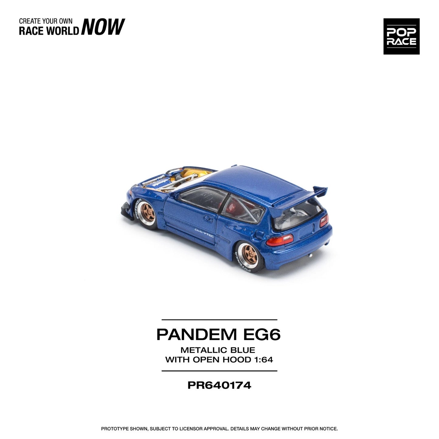 Pop Race Pandem Honda Civic EG6 - 1:64, Blue (2025 Limited Edition)