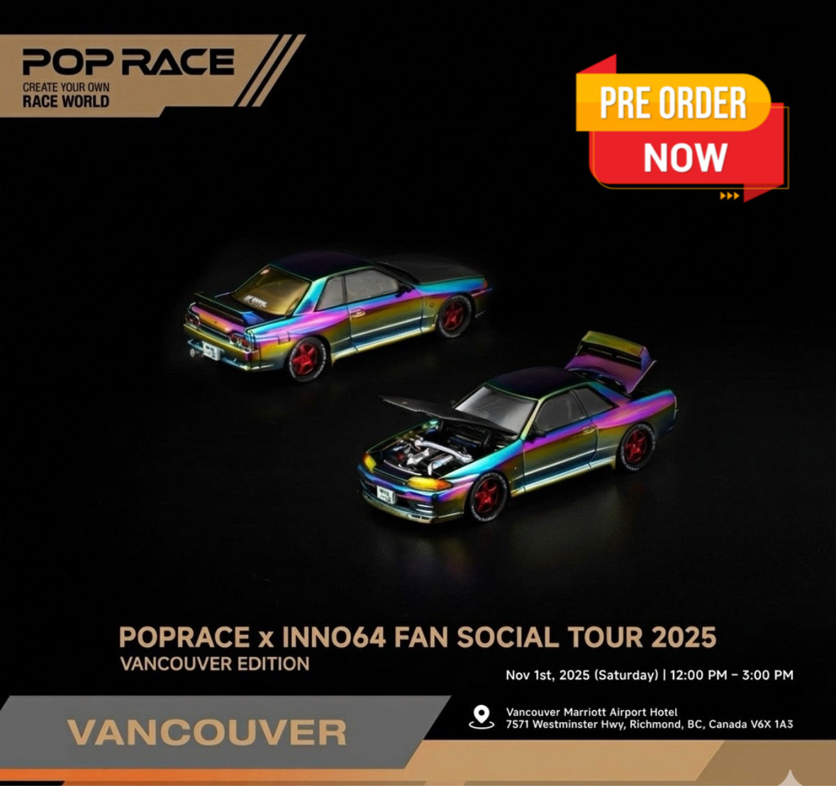 POPRACE 1/64 SKYLINE GT-R R33 Magic Chrome VANCOUVER Edition