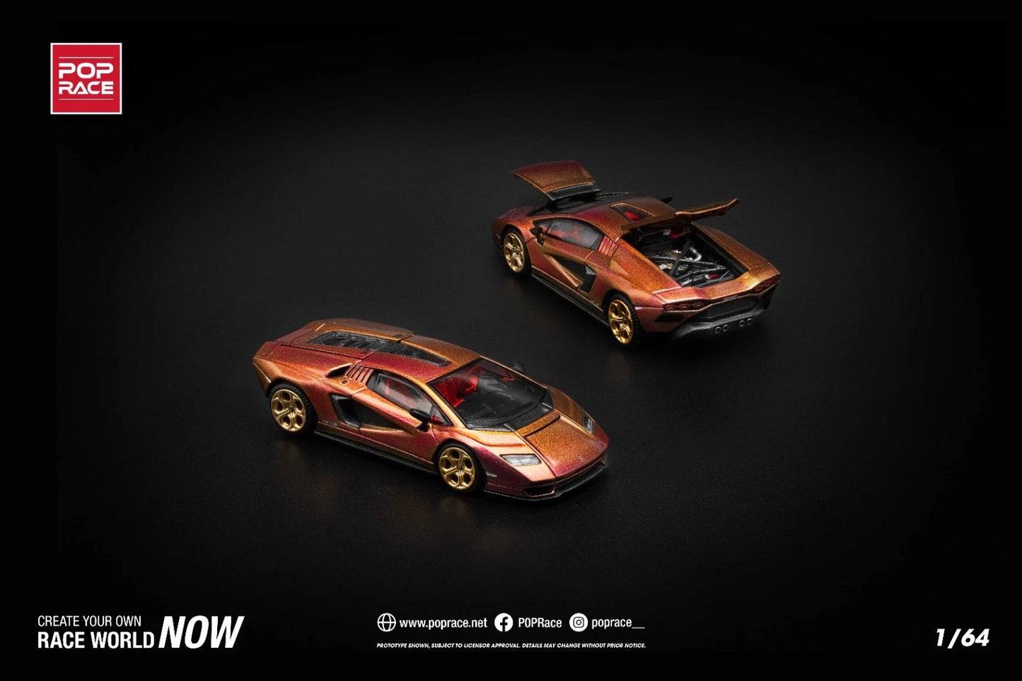 Pop Race 1:64 Lamborghini Countach LPI 800-4 Blu Hal #175