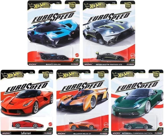 Hot Wheels 1:64 Premium Car Culture Euro Speed L Case Set of 5 Cars, FPY86-961L